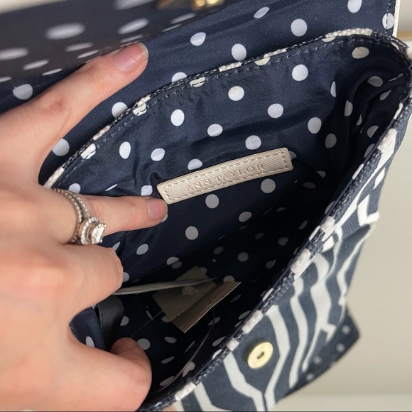 ANN TAYLOR Navy Blue White Striped Fabric Clutch Wallet NEW - Picture 6 of 11